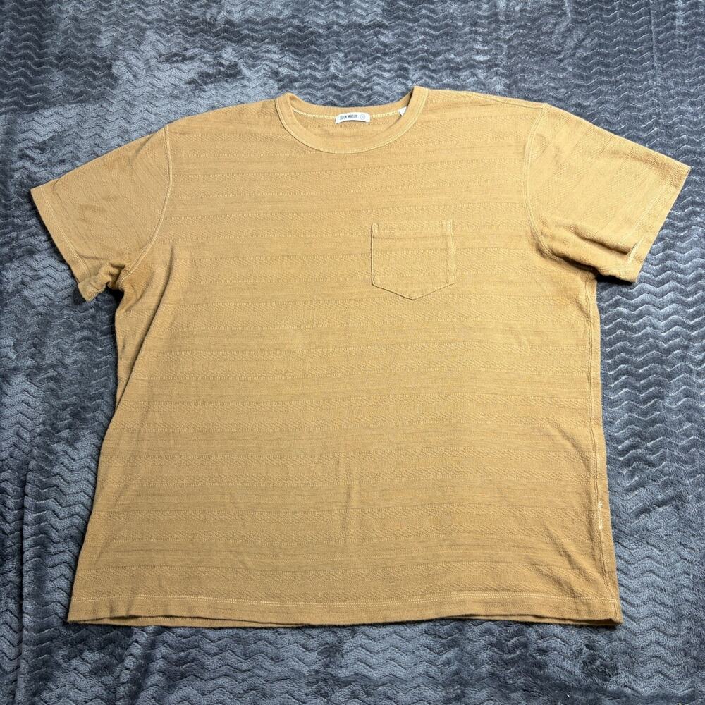 Buck Mason Teak Vintage Jacquard Pocket Tee Brown Cotton Shirt Mens size XL